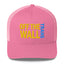 Pink off the wall trans white trucker hat