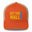Orange off the wall trans white trucker hat