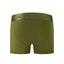 Olive Cake Bandit 3" STP monochrome boxer briefs with  a discrete olive green on olive green brand logo on the waistband and against a white background back view