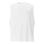 TGS otter muscle tank flat lay in white colorway