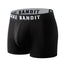 Side view Cake Bandit packing 3" Boxer Briefs original logo in white on black waistband on white background
