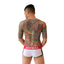back view of person wearing jockmail packing boxer briefs built in pouch
