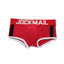 Red jockmail packing boxer briefs built in pouch