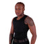 Black nonbinary person in black Long Tank Chest Binder front side view.