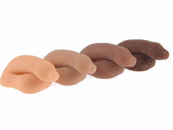 An uncut silicone packer with a realistic design showing 4 colors