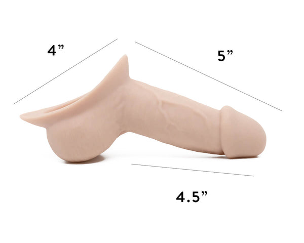 An image of the STP Freely XL stand-to-pee device, showing its shape and dimensions.