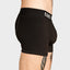 Side view of black stp boxers on a model with an STP in the pouch.