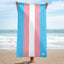 Plush Trans Flag Bath towel for flagging your pride at the beach or pool